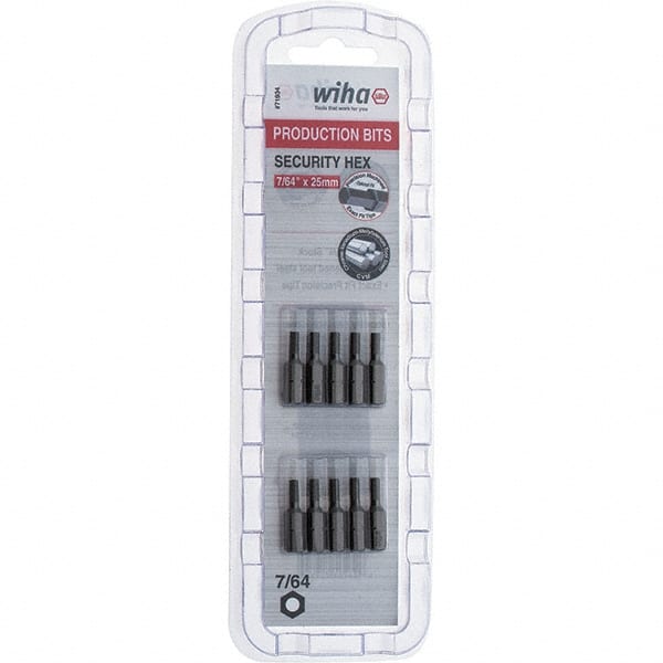 Wiha - 25mm Hex Screwdriver Bit - 1/4" Drive, 1" OAL - Exact Tooling