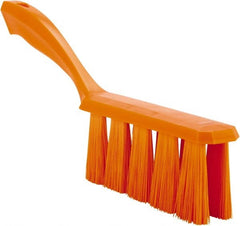 Vikan - 3.9" Bristle Length, Polyester Cleaning & Finishing Brush - 3" Long x 6-1/2" Wide Head, 13" OAL, Easy Grip Handle, Orange, Polypropylene Block - Exact Tooling