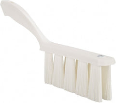 Vikan - 3.9" Bristle Length, Polyester Cleaning & Finishing Brush - 3" Long x 6-1/2" Wide Head, 13" OAL, Easy Grip Handle, White, Polypropylene Block - Exact Tooling