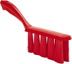 Vikan - 3.9" Bristle Length, Polyester Cleaning & Finishing Brush - 3" Long x 6-1/2" Wide Head, 13" OAL, Easy Grip Handle, Red, Polypropylene Block - Exact Tooling