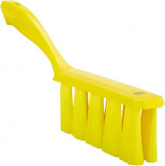 Vikan - 3.9" Bristle Length, Polyester Cleaning & Finishing Brush - 3" Long x 1-1/2" Wide Head, 13" OAL, Easy Grip Handle, Yellow, Polypropylene Block - Exact Tooling