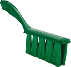 Vikan - 3.9" Bristle Length, Polyester Cleaning & Finishing Brush - 3" Long x 1-1/2" Wide Head, 13" OAL, Easy Grip Handle, Green, Polypropylene Block - Exact Tooling
