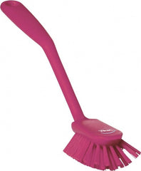 Vikan - 2.4" Bristle Length, Polyester Cleaning & Finishing Brush - 2-1/2" Long x 2.4" Wide Head, 10.8" OAL, Easy Grip Handle, Pink, Polypropylene Block - Exact Tooling