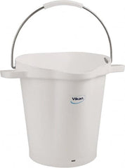Vikan - 5 Gal, 18" High, Polypropylene Round White Single Pail with Pour Spout - Handle Included, 15.4mm Top Length x 18.9" Top Width x 18.9" Top Diam - Exact Tooling