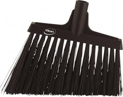 Vikan - 9-1/2" Wide, Black Polyester Bristles, Angled Broom - Water Resistant - Exact Tooling