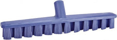 Vikan - 1-7/8" Bristle Length, Polyester Deck Scrub Brush - 1-7/8" Wide Head, 15-1/4" OAL, European Threaded Handle, Purple, Polypropylene Block - Exact Tooling