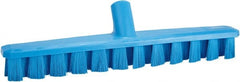 Vikan - 1-7/8" Bristle Length, Polyester Deck Scrub Brush - 1-7/8" Wide Head, 15-1/4" OAL, European Threaded Handle, Blue, Polypropylene Block - Exact Tooling