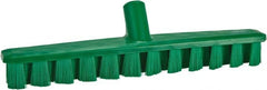 Vikan - 1-7/8" Bristle Length, Polyester Deck Scrub Brush - 1-7/8" Wide Head, 15-1/4" OAL, European Threaded Handle, Green, Polypropylene Block - Exact Tooling