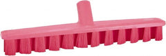 Vikan - 1-7/8" Bristle Length, Polyester Deck Scrub Brush - 1-7/8" Wide Head, 15-1/4" OAL, European Threaded Handle, Pink, Polypropylene Block - Exact Tooling