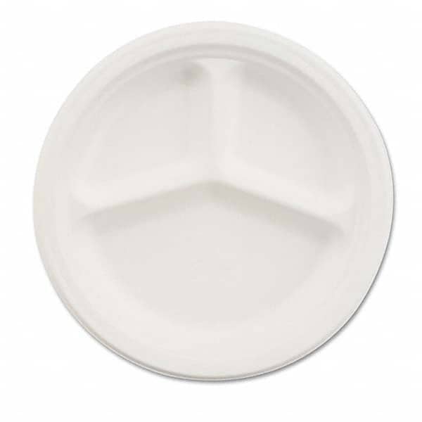 Chinet - Paper Dinnerware, 3-Comp Plate, 9 1/4" Diam, White, 500/Carton - Exact Tooling