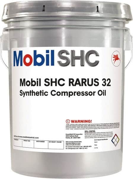 Mobil - 5 Gal Pail, ISO 32, Air Compressor Oil - 30.6 Viscosity (cSt) at 40°C, 5.6 Viscosity (cSt) at 100°C - Exact Tooling