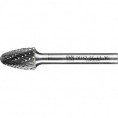 PFERD - 1/2" Cut Diam, 1/4" Shank Diam, Tree with Radius Head Double Cut Burr - Tungsten Carbide, 3/4" LOC, 2-1/2" OAL - Exact Tooling