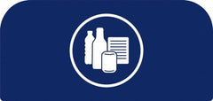Rubbermaid - Trash Can Decal Message: Mixed Recycling - English, Text on Color, Blue, Indoor & Outdoor, Apply to Metal, 1-25/32" Wide x 8-1/2" High - Exact Tooling