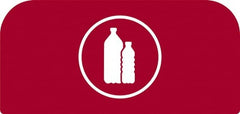 Rubbermaid - Trash Can Decal Message: Plastic - English, Text on Color, Red, Indoor & Outdoor, Apply to Metal, 1-25/32" Wide x 8-1/2" High - Exact Tooling