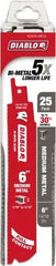 Freud - 6" Long x 1" Thick, Bi-Metal Reciprocating Saw Blade - Straight Profile, 14 to 18 TPI, Toothed Edge, Tang Shank - Exact Tooling