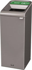 Rubbermaid - 15 Gal Gray Rectangle Decorative Indoor Single Stream Waste Receptacle - Metal, Organic Waste Graphic, 37.965" High x 14.784" Long x 19-1/2" Wide, Lid Included - Exact Tooling