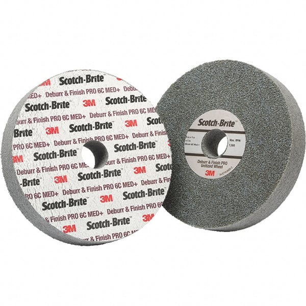 3M - 6" Medium Grade Ceramic Deburring Disc - 1" Center Hole, Holder Required - Exact Tooling