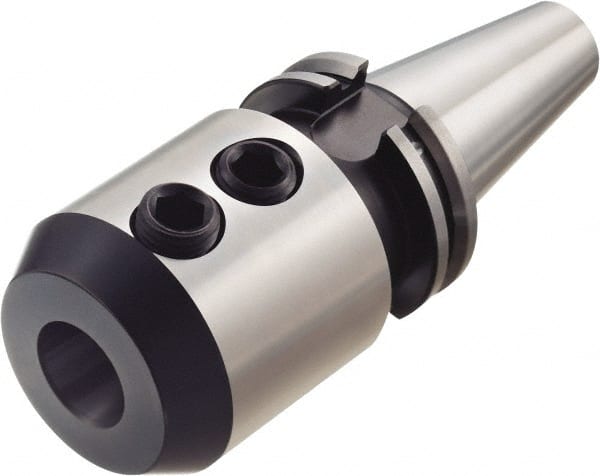 Sandvik Coromant - ISO40 Taper Shank 25mm Hole End Mill Holder/Adapter - 49.8mm Nose Diam, 100mm Projection, Through-Spindle & DIN Flange Coolant - Exact Tooling