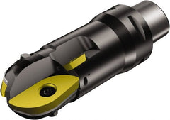 Sandvik Coromant - 40mm Cut Diam, 31.6mm Max Depth of Cut, 40mm Shank Diam, 104mm OAL, Indexable Ball Nose End Mill - 80mm Head Length, C4 Weldon Flat Shank, R216..Cx Toolholder - Exact Tooling