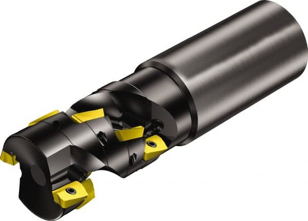 Sandvik Coromant - 8 Inserts, 32mm Cut Diam, 32mm Arbor Diam, 36mm Max Depth of Cut, Indexable Square-Shoulder Face Mill - 112.7mm High, R390-11.. Insert Compatibility, Through Coolant, Series CoroMill 390 - Exact Tooling