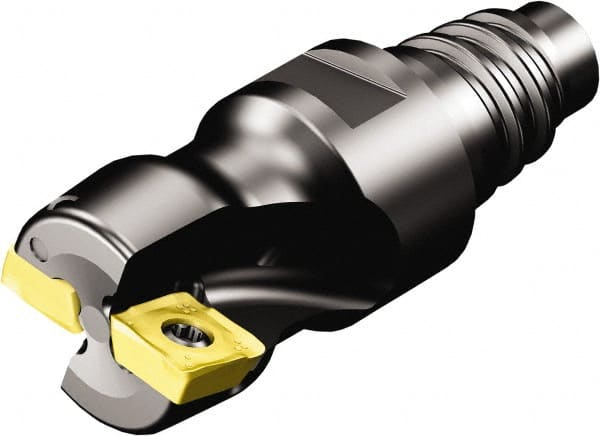 Sandvik Coromant - 3 Inserts, 1-1/4" Cut Diam, 0.9646" Arbor Diam, 0.216" Max Depth of Cut, Indexable Square-Shoulder Face Mill - 90° Lead Angle, 1.378" High, 490R-08T308 Insert Compatibility, Through Coolant, Series CoroMill 490 - Exact Tooling