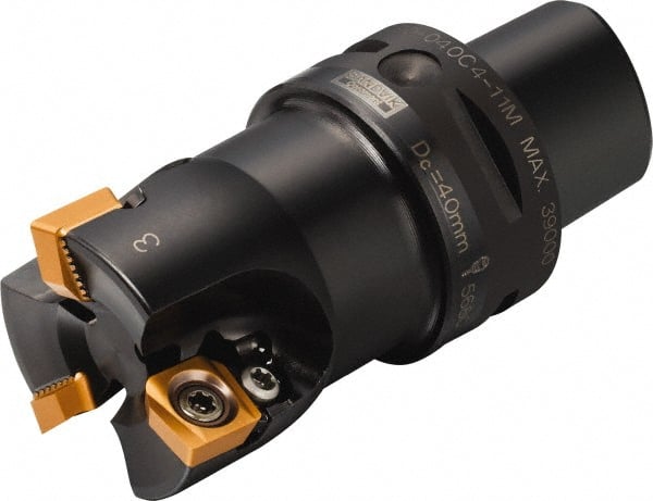 Sandvik Coromant - 3 Inserts, 40mm Cut Diam, 40mm Arbor Diam, 11mm Max Depth of Cut, Indexable Square-Shoulder Face Mill - 90° Lead Angle, 63mm High, R590-1105.. Insert Compatibility, Through Coolant, Series CoroMill Century - Exact Tooling