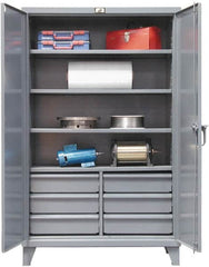 Strong Hold - 4 Shelf 6 Bin Locking Storage Cabinet - Steel, 72" Wide x 24" Deep x 72" High, Dark Gray - Exact Tooling