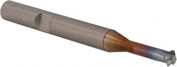 Emuge - 20 to 32 TPI, 1mm Pitch, Internal Single Profile Thread Mill - 1/4" Noml Diam, 0.185" Cut Diam, 1/4" Shank Diam, 3 Flute, 1-3/8" Neck Length, 2-1/2" OAL, TiCN Finish - Exact Tooling
