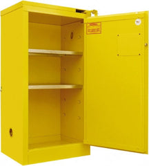 Securall Cabinets - 2 Door, 2 Shelf, Yellow Steel Standard Safety Cabinet for Flammable and Combustible Liquids - 46" High x 24" Wide x 18" Deep, Self Closing Door, 3 Point Key Lock, 20 Gal Capacity - Exact Tooling