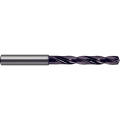 P Dia. x 10 mm Shank × 61 mm Flute Length × 103 mm OAL, 5xD, 140°, nano-FIREX, 2 Flute, Coolant Thru, Solid Carbide Drill - Exact Tooling
