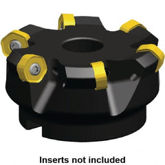 Kennametal - 58.16mm Cut Diam, 22mm Arbor Hole, 3.2mm Max Depth of Cut, 45° Indexable Chamfer & Angle Face Mill - 5 Inserts, HNGJ 0604... Insert, Right Hand Cut, 5 Flutes, Through Coolant, Series Dodeka Mini - Exact Tooling