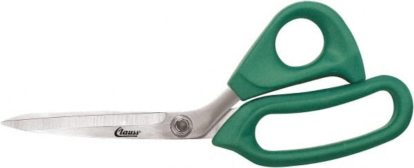 Clauss - 6" LOC, 9" OAL Stainless Steel Bent Shears - Rubber Offset Handle, For Paper, Fabric - Exact Tooling