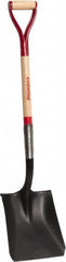 Razor-Back - 12" High x 9" Wide Square Steel Shovel - 30" Long Steel & Wood D-Grip Handle, Rolled - Exact Tooling