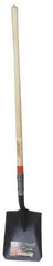 Razor-Back - 12" High x 9-1/2" Wide Square Steel Shovel - 48" Long Wood Straight Handle, Front Turned - Exact Tooling