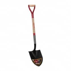 Razor-Back - 12" High x 8-3/4" Wide Round Steel Shovel - 30" Long Steel & Wood D-Grip Handle, Rolled - Exact Tooling