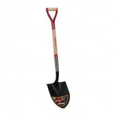 Razor-Back - 12" High x 8-3/4" Wide Round Steel Shovel - 30" Long Steel & Wood D-Grip Handle, Rolled - Exact Tooling