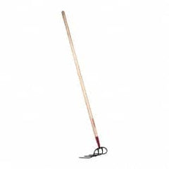Razor-Back - Refuse Hook with 60" Straight Wood Handle - 4 Tines, 9" Tine Length - Exact Tooling
