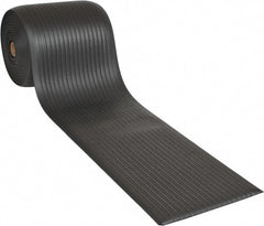 Wearwell - 60' Long x 2' Wide, Dry Environment, Anti-Fatigue Matting - Black, Vinyl with Vinyl Sponge Base, Rounded on 4 Sides - Exact Tooling