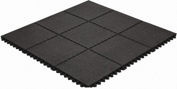 Wearwell - 3' Long x 3' Wide x 5/8" Thick, Anti-Fatigue Modular Matting Tiles - 4 Interlocking Sides, Black, For Dry Areas, Series 570 - Exact Tooling