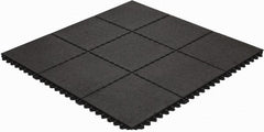 Wearwell - 3' Long x 3' Wide x 5/8" Thick, Anti-Fatigue Modular Matting Tiles - 4 Interlocking Sides, Black, For Dry Areas, Series 570 - Exact Tooling
