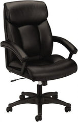 Basyx - 45-1/2" High Executive High Back Leather Chair - 27" Wide x 37-1/2" Deep, Leather Seat, Black - Exact Tooling