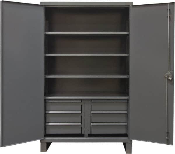 Durham - 4 Shelf Locking Storage Cabinet - Steel, 72" Wide x 24" Deep x 78" High, Gray - Exact Tooling
