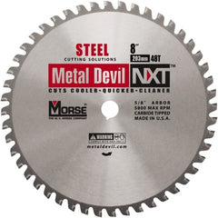 M.K. MORSE - 8" Diam, 5/8" Arbor Hole Diam, 48 Tooth Wet & Dry Cut Saw Blade - Steel, Standard Round Arbor - Exact Tooling