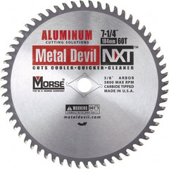 M.K. MORSE - 7-1/4" Diam, 5/8" Arbor Hole Diam, 60 Tooth Wet & Dry Cut Saw Blade - Steel, Standard Round Arbor - Exact Tooling