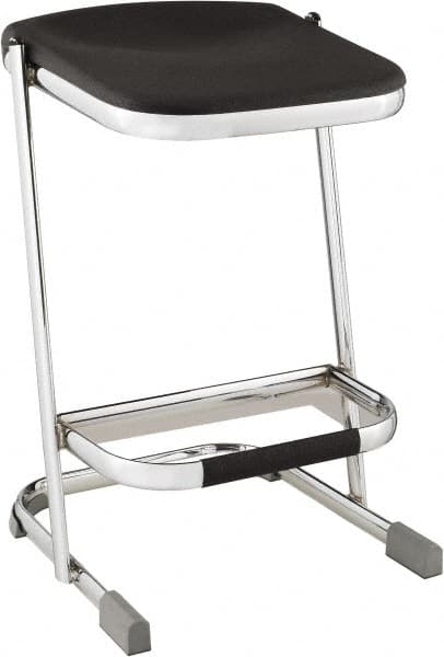 NPS - 24 Inch High, Stationary Fixed Height Stool - 16-1/4 Inch Deep x 16-3/4 Inch Wide, Plastic Seat, Black and Chrome - Exact Tooling