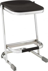 NPS - 24 Inch High, Stationary Fixed Height Stool - 16-1/4 Inch Deep x 16-3/4 Inch Wide, Plastic Seat, Black and Chrome - Exact Tooling