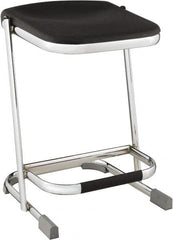 NPS - 22 Inch High, Stationary Fixed Height Stool - 16-1/4 Inch Deep x 16-3/4 Inch Wide, Plastic Seat, Black and Chrome - Exact Tooling