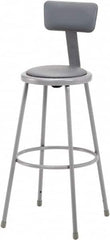NPS - 30 Inch High, Stationary Fixed Height Stool with Adjustable Height Backrest - 16-1/2 Inch Deep x 16-1/2 Inch Wide, Vinyl Seat, Gray - Exact Tooling
