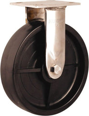 Albion - 8" Diam x 2" Wide x 10-1/8" OAH Top Plate Mount Rigid Caster - Nylon, 900 Lb Capacity, Delrin Bearing, 4 x 4-1/2" Plate - Exact Tooling