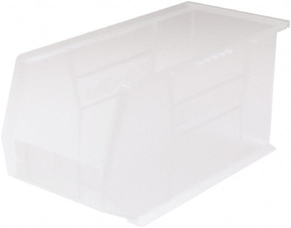 Akro-Mils - 60 Lb. Load Capacity, 18" Deep, Clear Polymer Hopper Stacking Bin - 9" High x 8-1/4" Wide x 18" Long - Exact Tooling